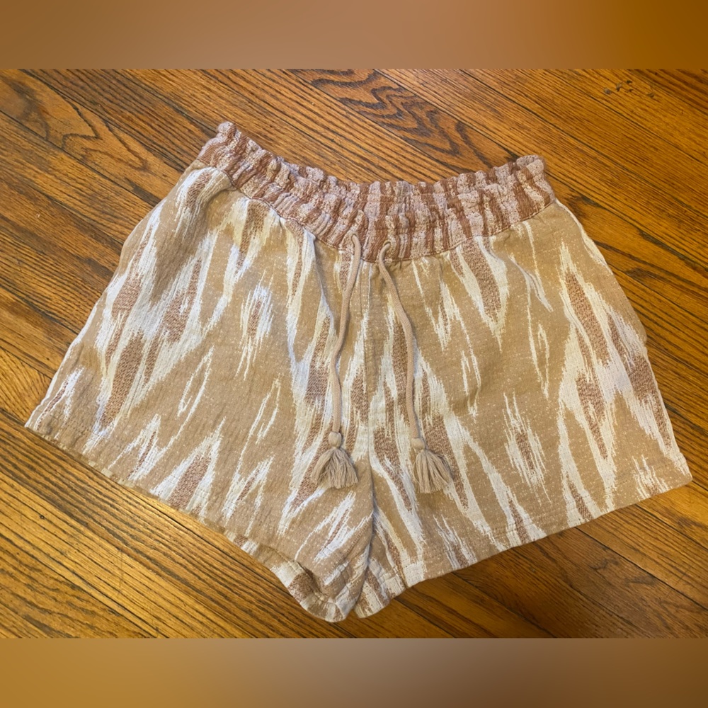 Aerie Boho Shorts Women’s Large Pockets Flowy Brown Tassel